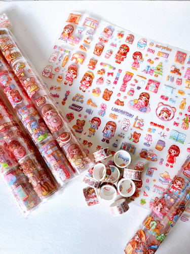 استیکر رولی دوقلو به همراه چسب واشی