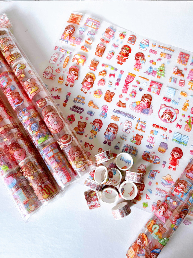 استیکر رولی دوقلو به همراه چسب واشی